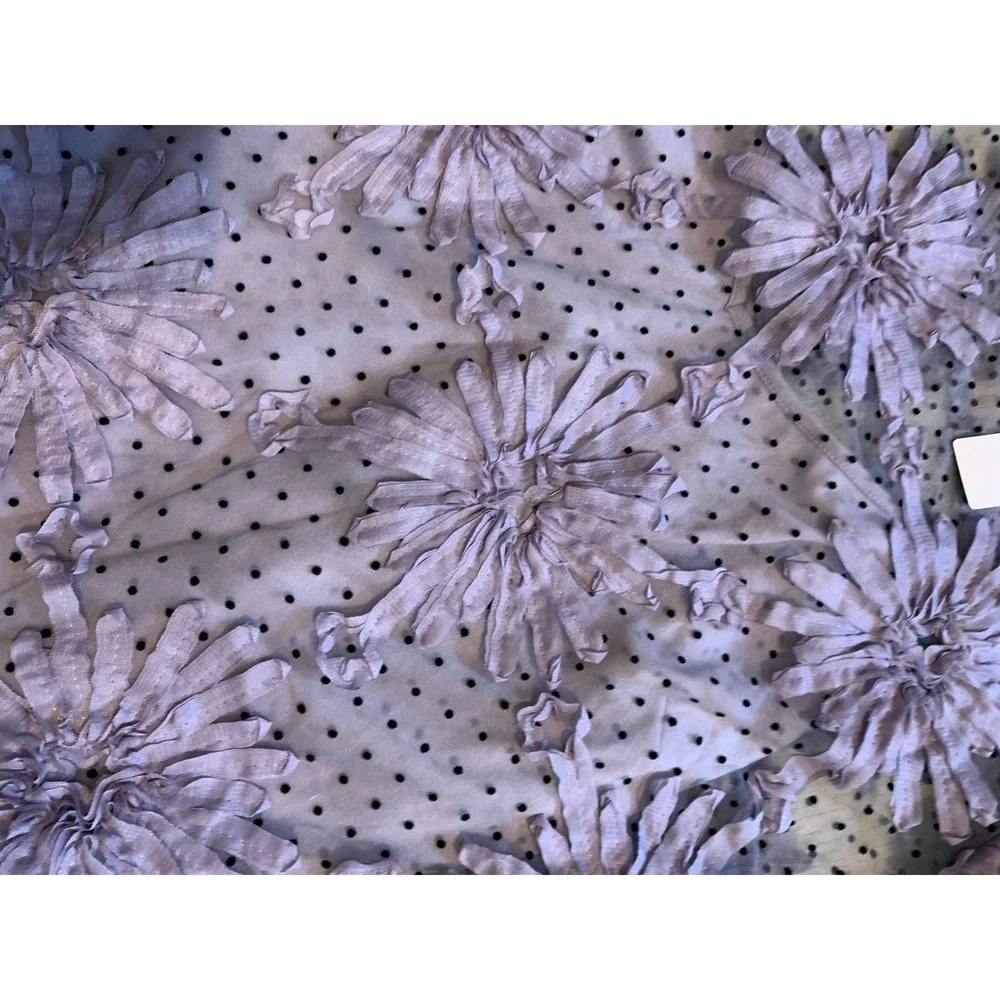 Eva Franco Anthropologie Lavender 3D Floral Polka Dot Mesh Top Camisole Set L
